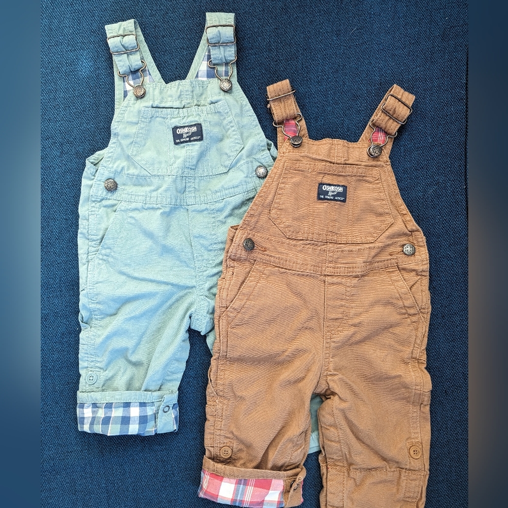 2 pair Oshkosh B'gosh overalls boys 9months